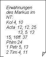 Erwähnungen des Markus im Neuen Testament