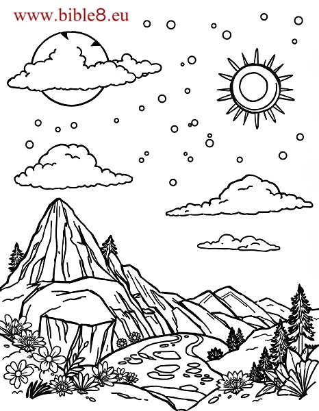 Coloring Page: God planted many different plants on the Earth.