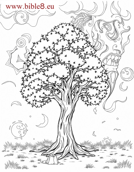 Coloring Page: Tree of Knowledge of Good and Evil.
